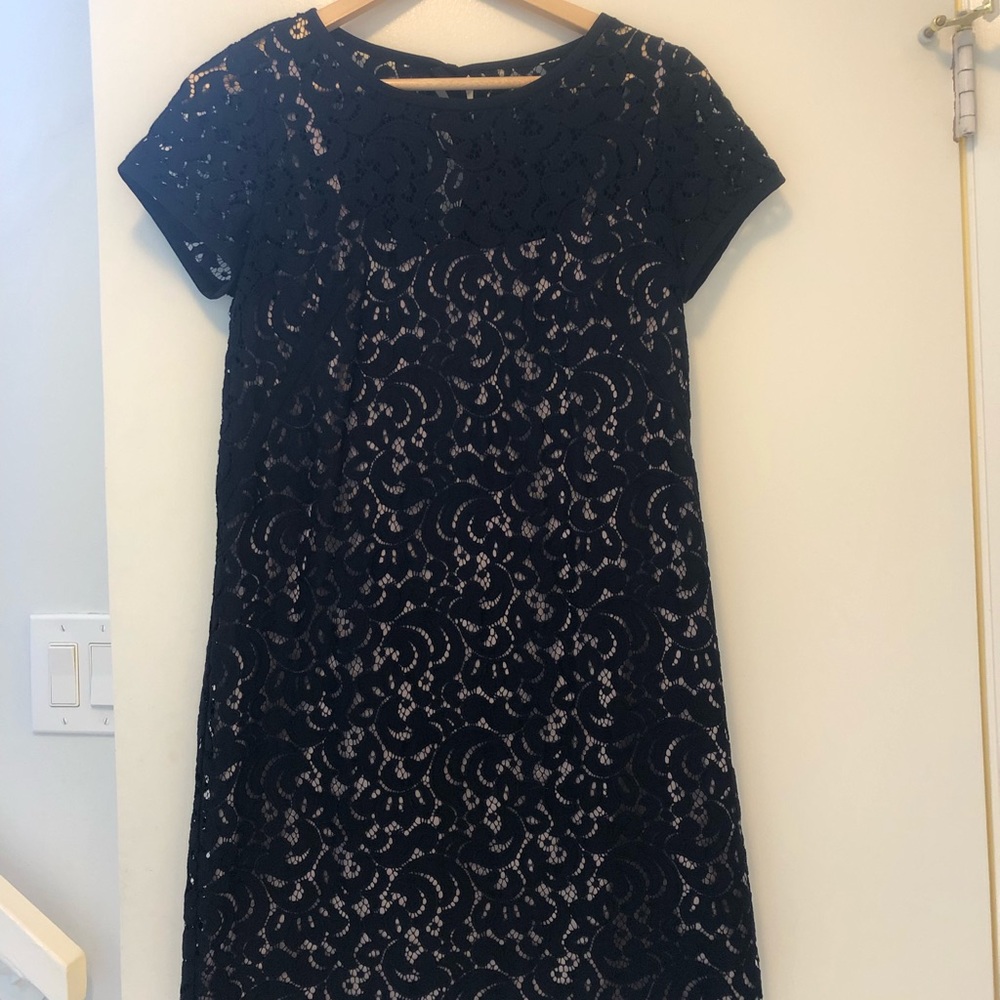 LOFT Black lace short sleeve dress